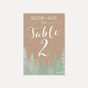 Rustic Pine Tree Outdoor Wedding Table Numbers Printable Template