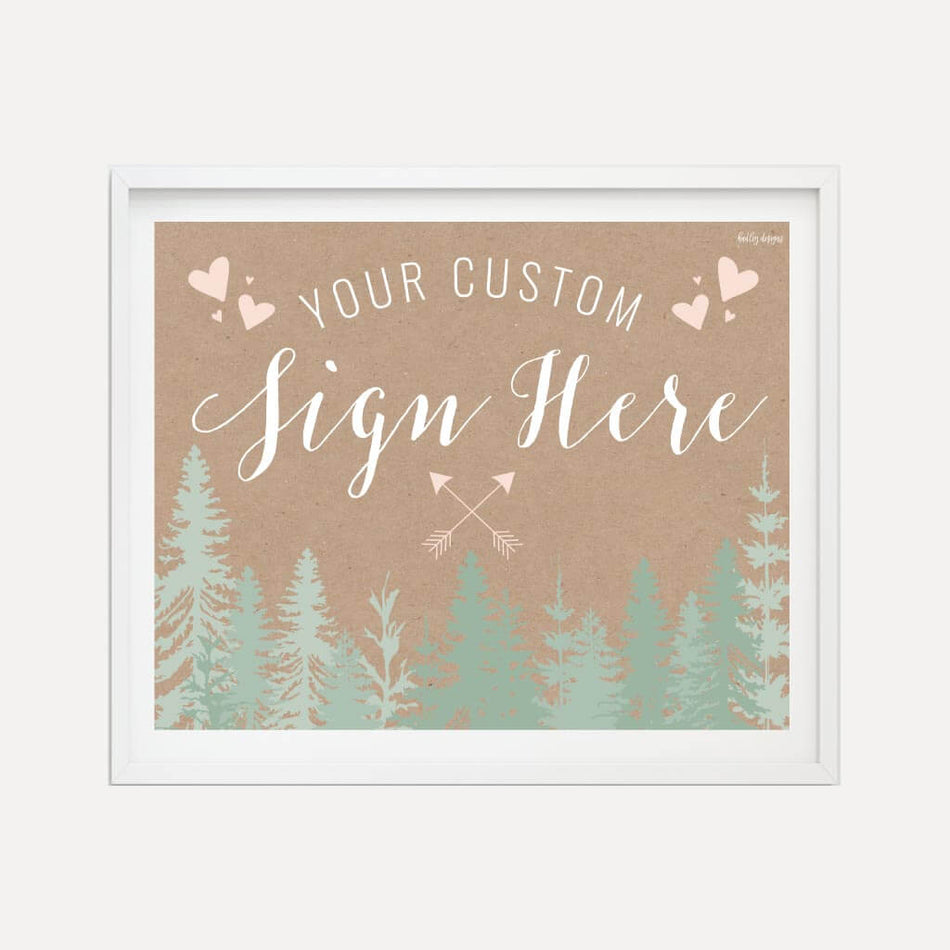 Rustic Pine Tree Outdoor Wedding Custom Sign Printable Template