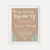 Rustic Pine Tree Outdoor Wedding Loving Memory Sign Printable Template