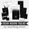 Silver Dots Black Wedding Complete Package Set Printable Template
