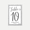 Silver Glitter Black Elegant Wedding Table Numbers Printable Template