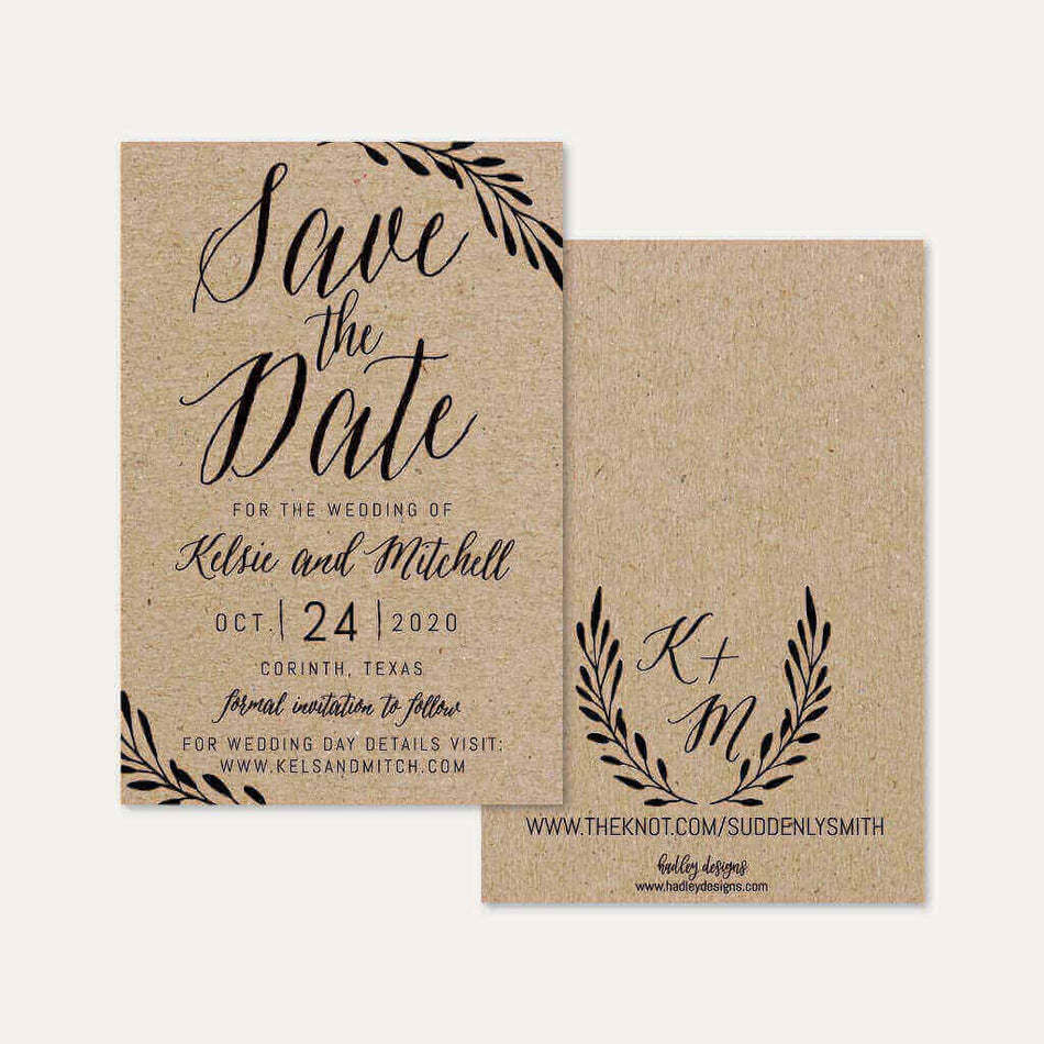 Simple Kraft Wedding Save The Date Printable Template