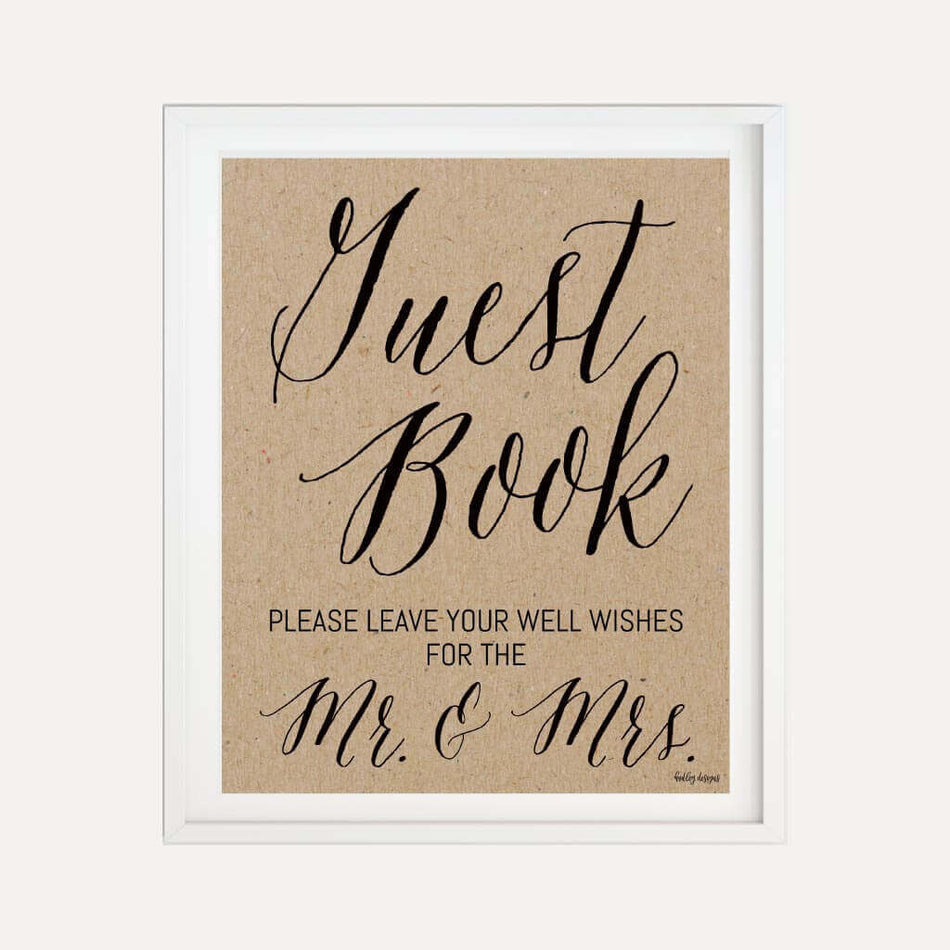 Simple Kraft Wedding Guestbook Sign Printable Template