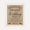 Simple Kraft Wedding Unplugged Sign Printable Template