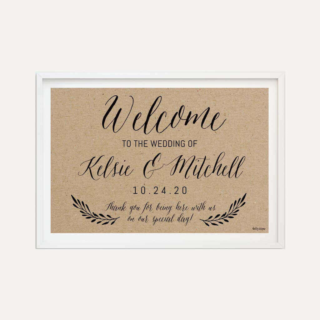 Printable Simple Kraft Wedding Welcome Sign Template | Hadley Designs ...