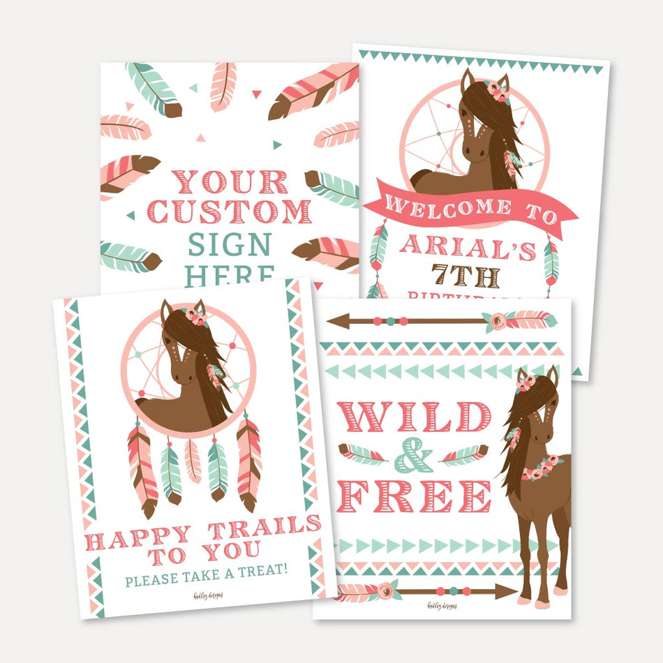 Printable Horse Kids Party Sign Set Templates | Hadley Designs - Printables
