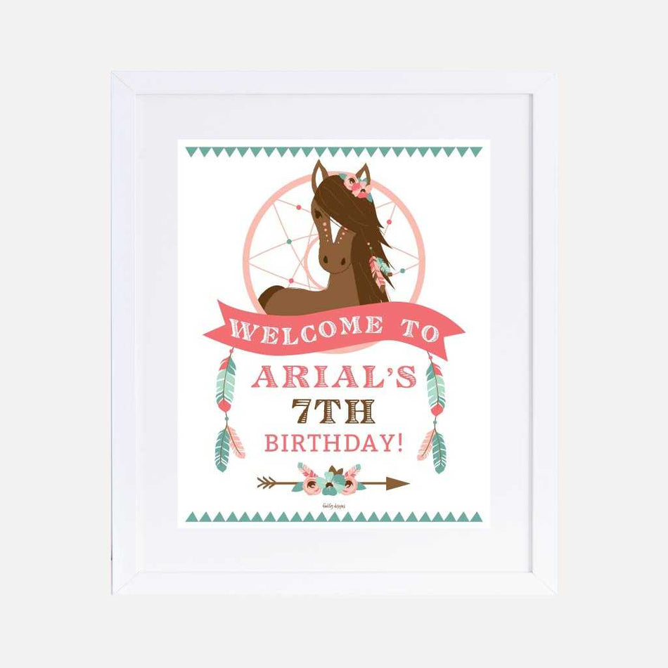 Horse Kids Party Welcome Sign Printable Template