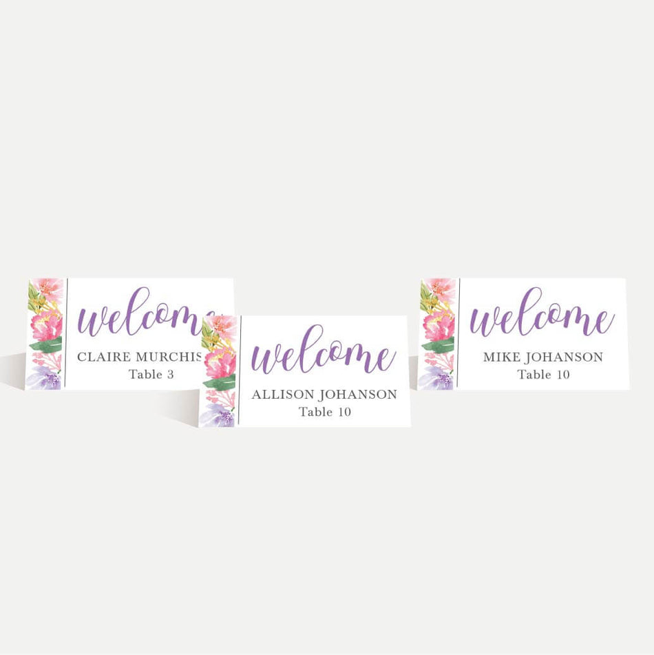 Spring Floral Wedding Place Cards Printable Templates