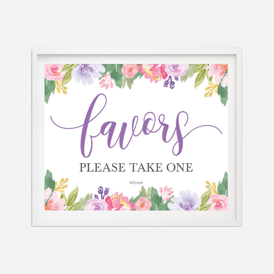 Spring Floral Wedding Favors Sign Printable Templates