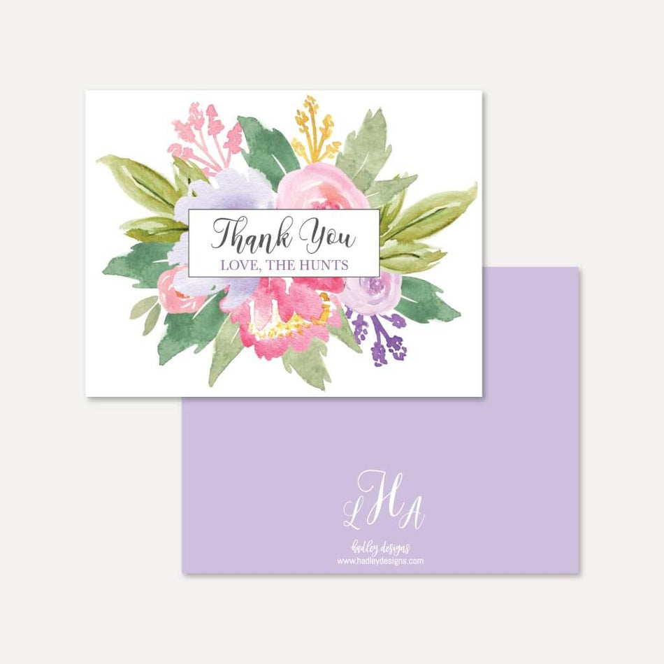 Spring Floral Wedding Thank You Card Printable Templates