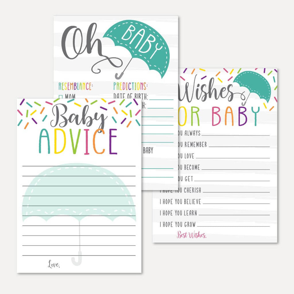 Sprinkle Baby Shower Prediction Advice Wishes Bundle Printable Template