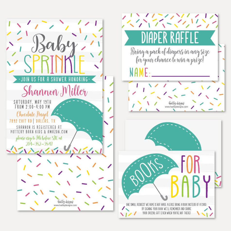 Sprinkle Baby Shower Invitation Suite Printable Template