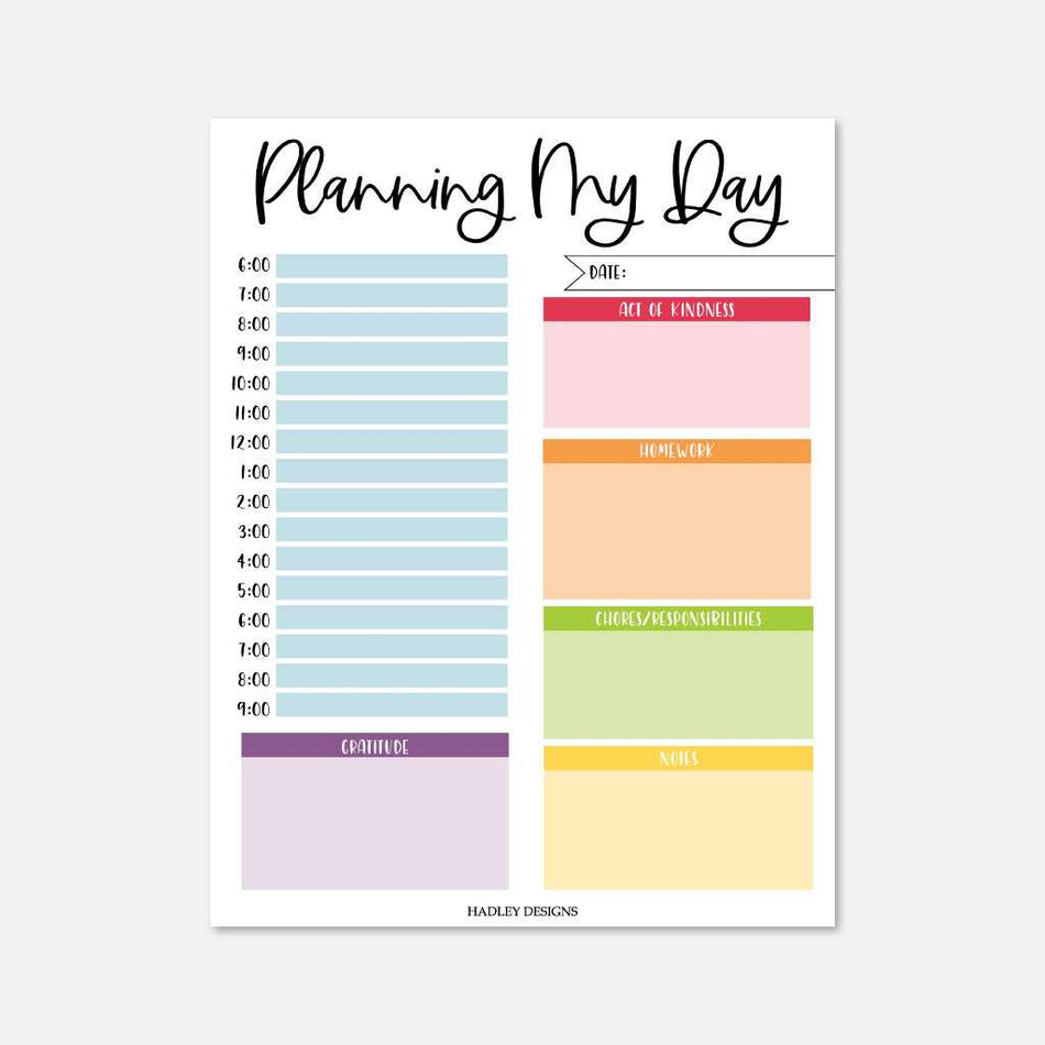 Printable Daily Planner Template | Hadley Designs - Printables