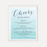 Teal Watercolor Splash Wedding Bar Drinks Sign Printable Template
