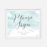 Teal Watercolor Splash Wedding Guestbook Sign Printable Template