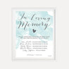 Teal Watercolor Splash Wedding Loving Memory Sign Printable Template