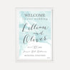 Teal Watercolor Splash Wedding Welcome Sign Printable Template