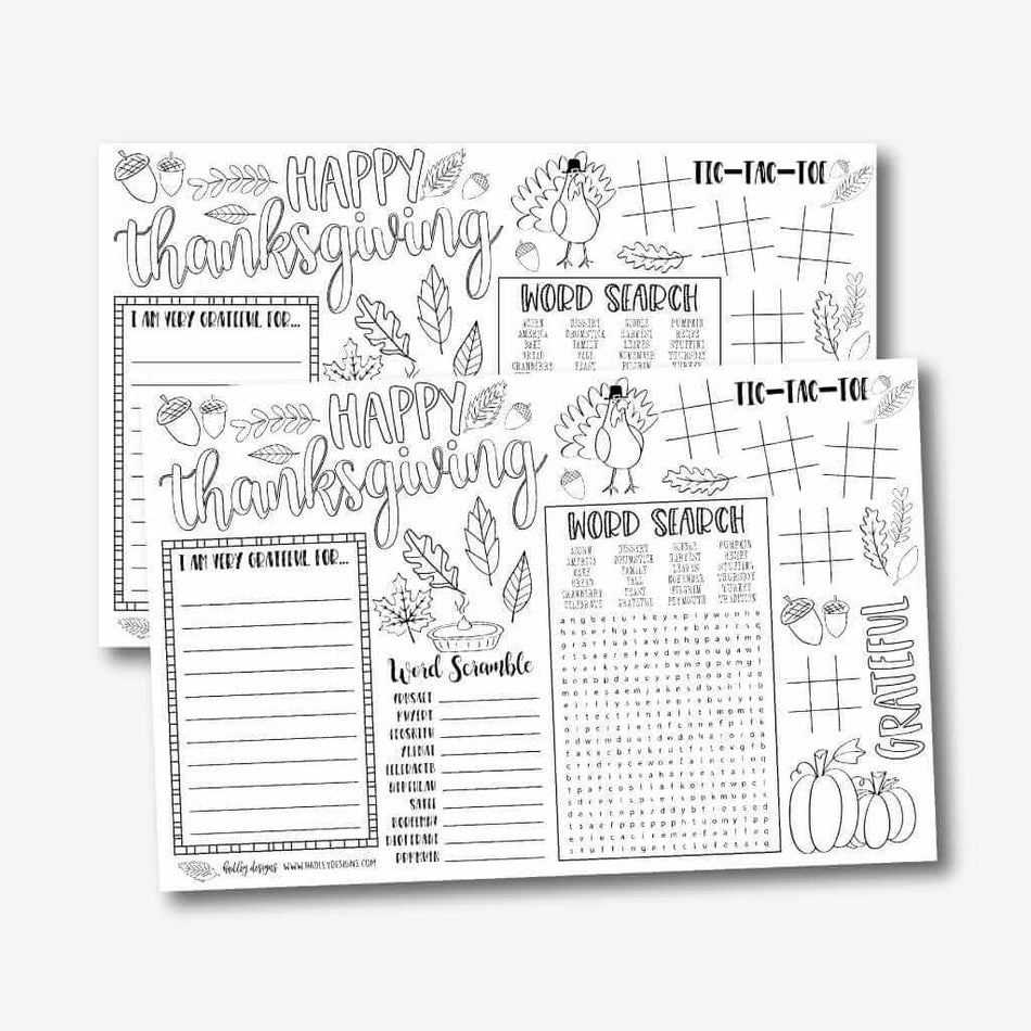 Thanksgiving Coloring Placemats Printable Template
