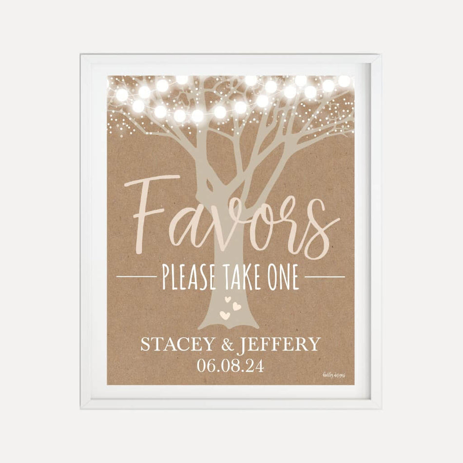 Tree Lights Kraft Rustic Wedding Favors Sign Printable Template