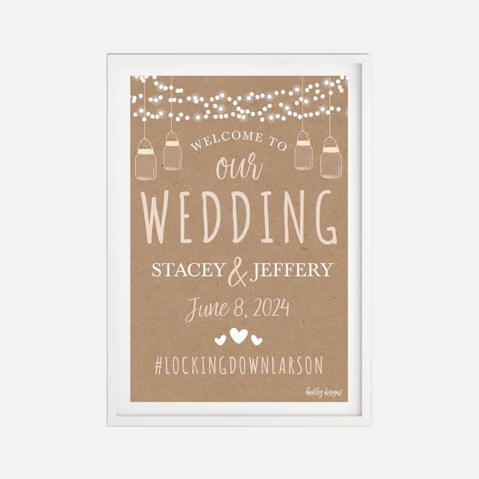 Printable Tree Lights Kraft Rustic Wedding Welcome Sign Template ...
