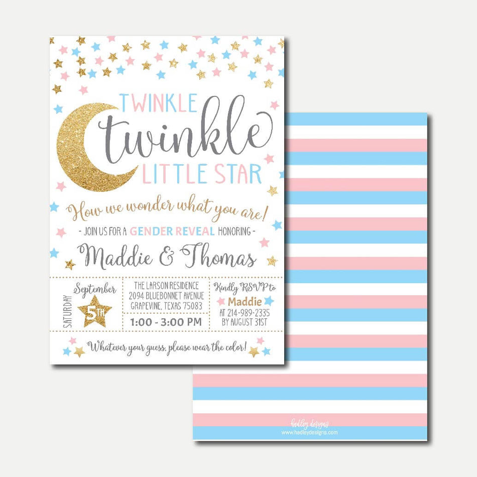 Twinkle Twinkle Gender Reveal Invitation Printable