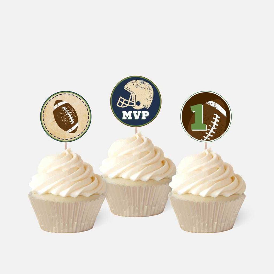Vintage Football Kids Party Cupcake Topper Printable Template