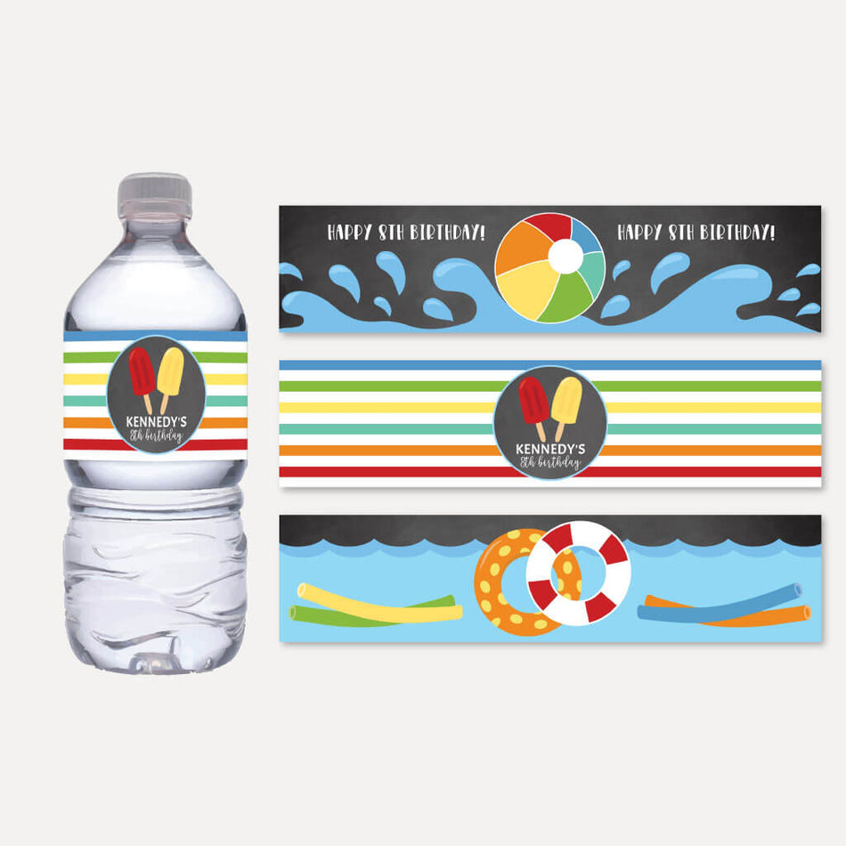 Water Pool Label Printable Waves Pool Kids Party Bottle Label Template | Hadley Designs ...