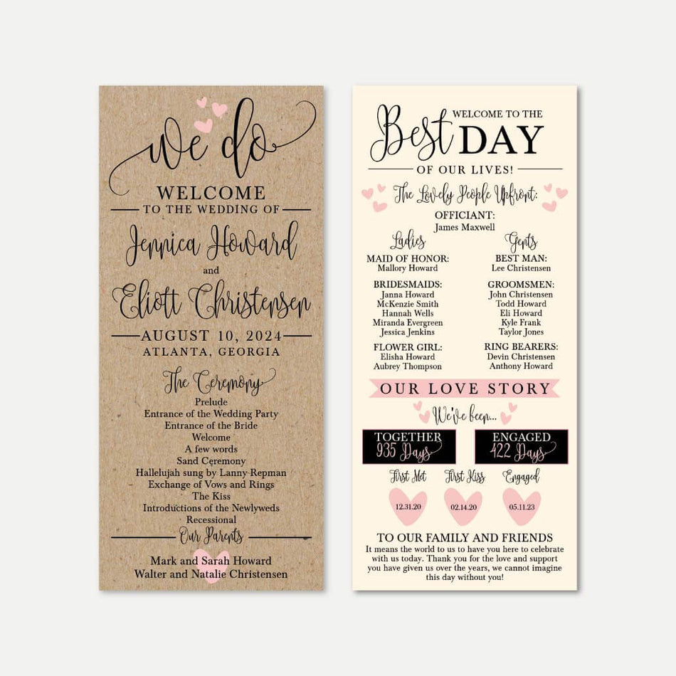 We Do Kraft Wedding Program Printable Template