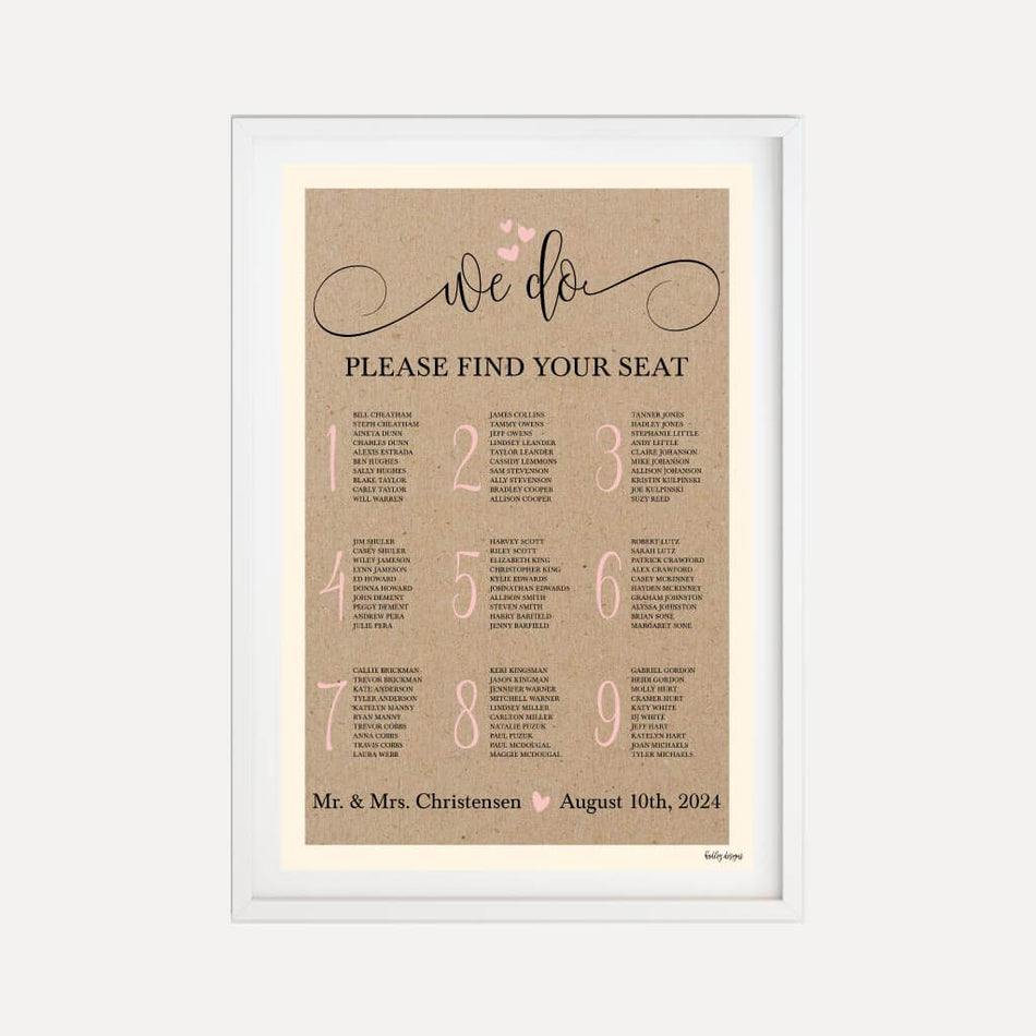 We Do Kraft Wedding Seating Chart Sign Printable Template