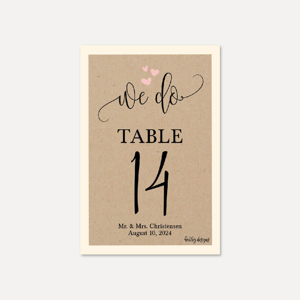 Printable We Do Kraft Wedding Table Numbers Template | Hadley Designs