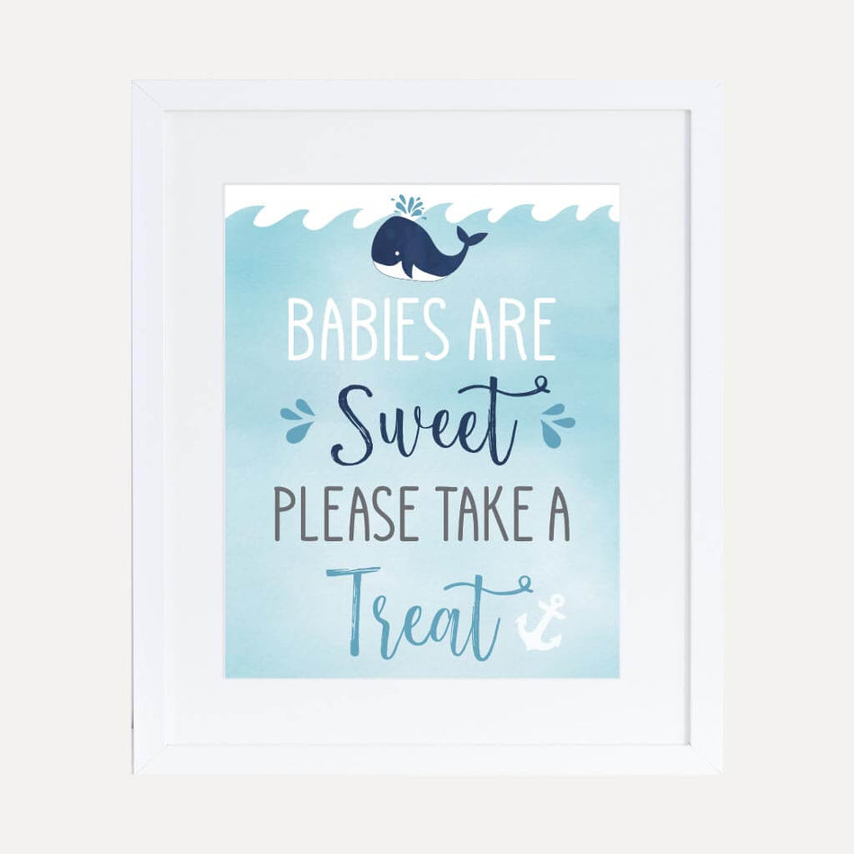Whale Nautical Baby Shower Treats Sign Printable Template
