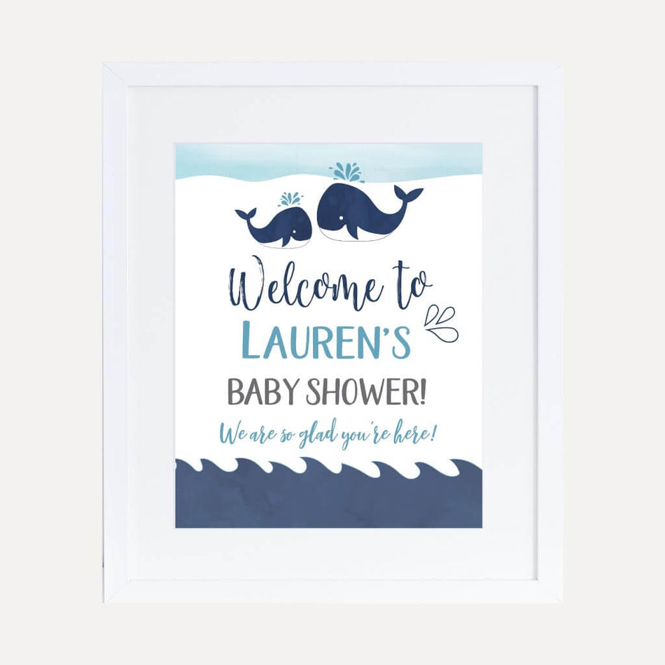 Whale Nautical Baby Shower Welcome Sign Printable Template