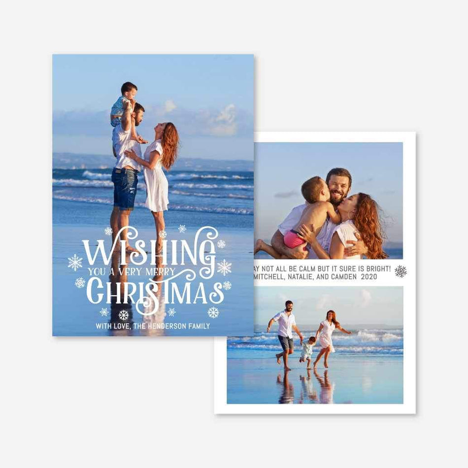 Wishing You A Very Merry Christmas With Snowflakes Christmas Card Printable Template