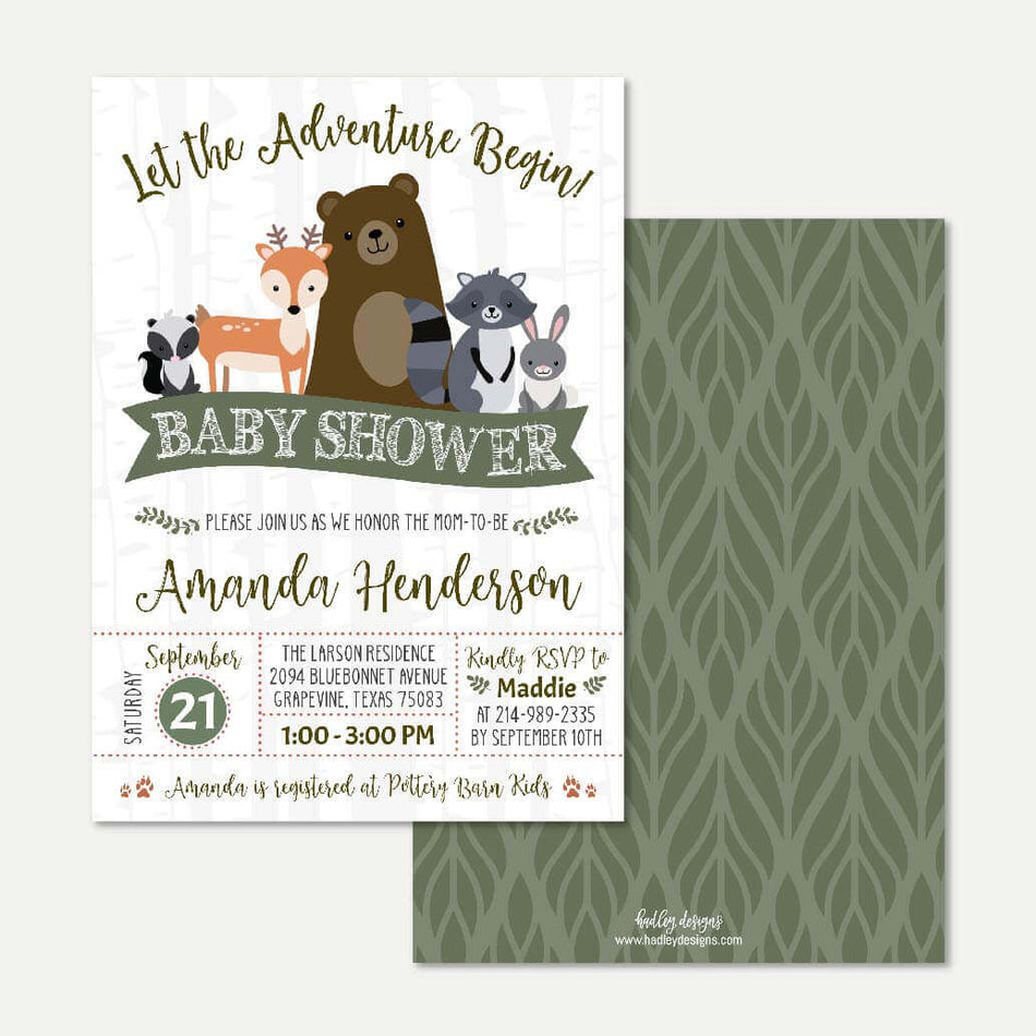Woodland Baby Shower Invitation Printable Template