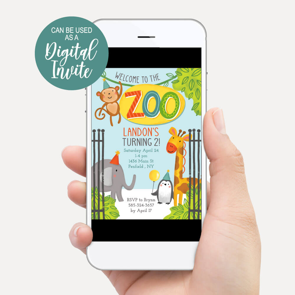 Printable Zoo Party Invitations Template, Zoo Party Supplies, Zoo Party ...